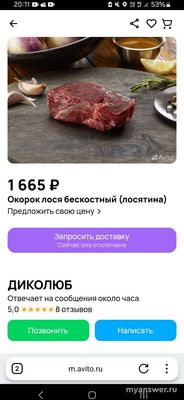 Сколько стоит один килограмм мяса лосятины в вашем регионе?