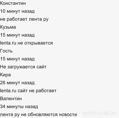 Почему не работает LENTA.RU 3 декабря 2024? Что за сбой?