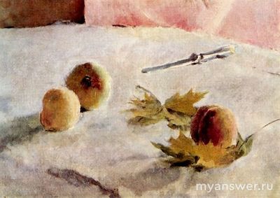 Какой из предметов изображен на картине В. Серова "Девочка с персиками"?