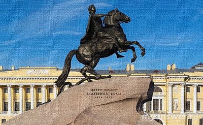 Что заменяет седло Петру Великому на памятнике "Медный всадник"?