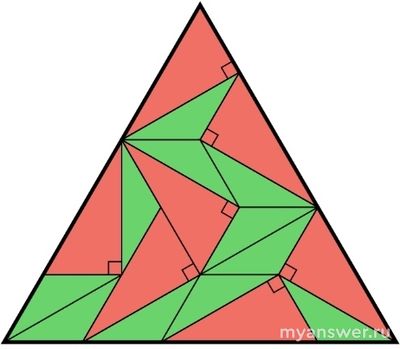 Как решить: правильный треугольник сложен из красных и зелёных?