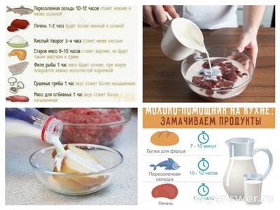 Какие продукты замачивают в молоке?