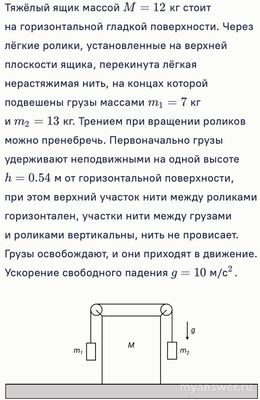 В каком направлении начнёт двигаться ящик после освобождения грузов?