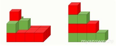 Как решить: Из зелёных и красных кубиков одинакового объёма дети собрали?
