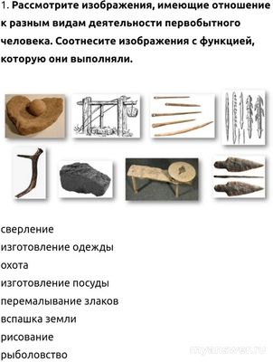 Как соотнести изображения видов деят-ти первобытных людей с функцией (см)