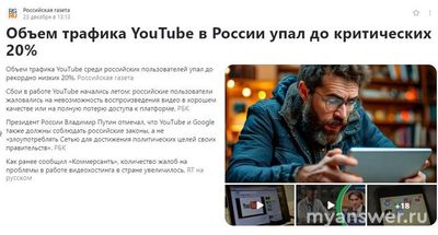 Трафик Ютуба в России упал до критических 20% 23 декабря. Что дальше?