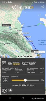 Самолет, летевший из Баку в Грозный разбился 25.12.2024г. Что произошло?