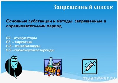 Какие субстанции из перечня запрещенные только в соревновательный период?